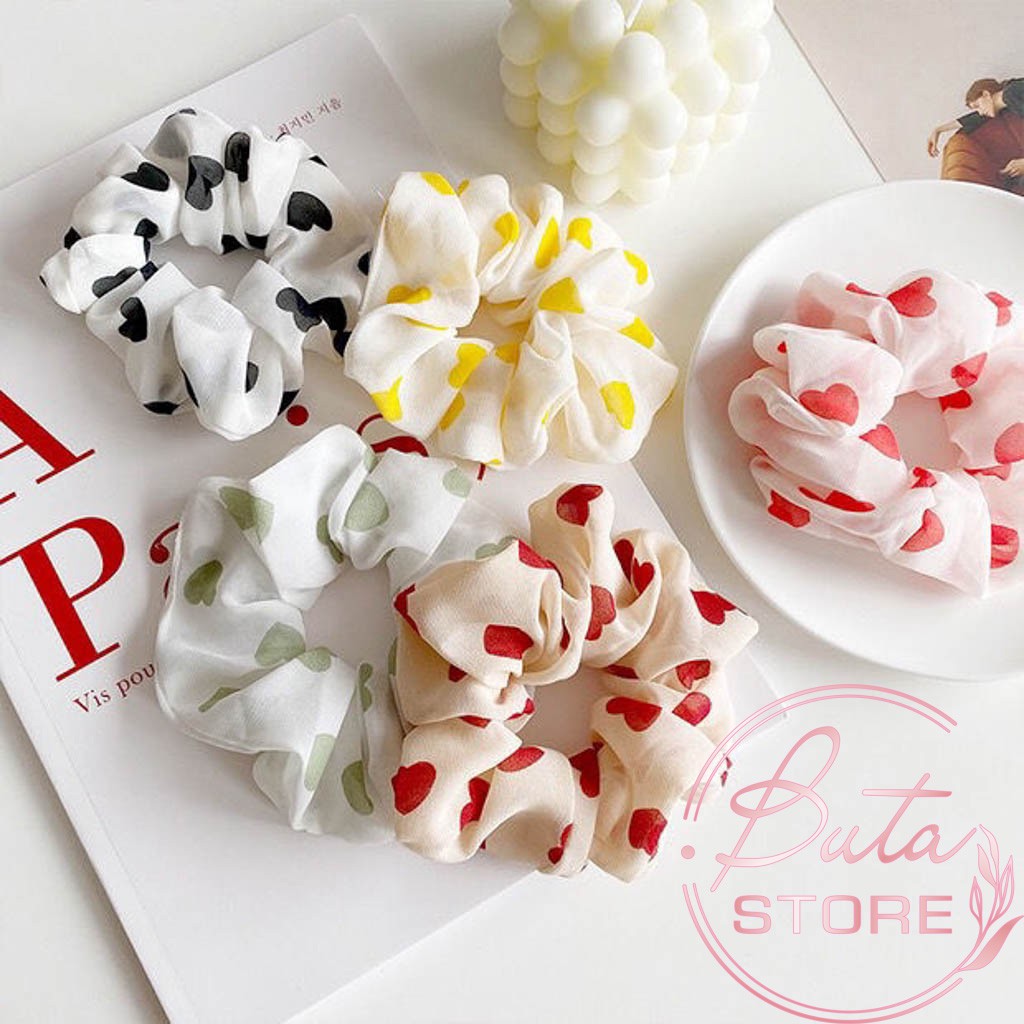 Dây Buộc Tóc Scrunchies Trái Tim Buta Sc09