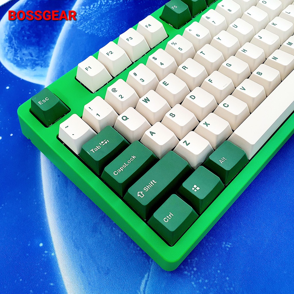 Bộ Keycap Green Tea Trà Xanh 123 Phím Font chữ đẹp,PBT Dày Double-Shot, Cân nhiều layout