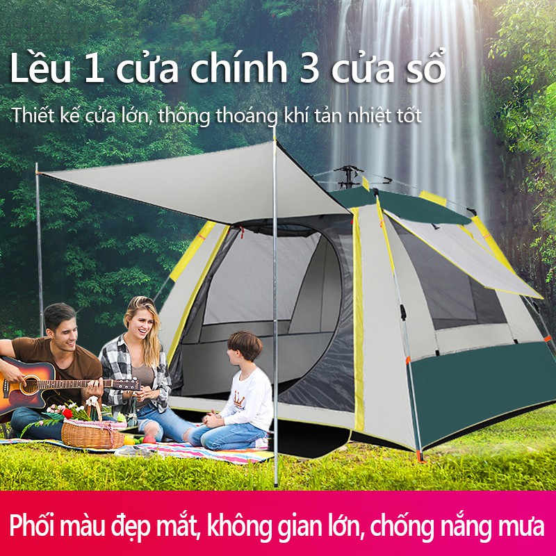 Lều cắm trại cho 3-4 người lều picnic tự động 1 cửa chính 3 cửa sổ, chống nắng chống mưa vinhthuan.shop