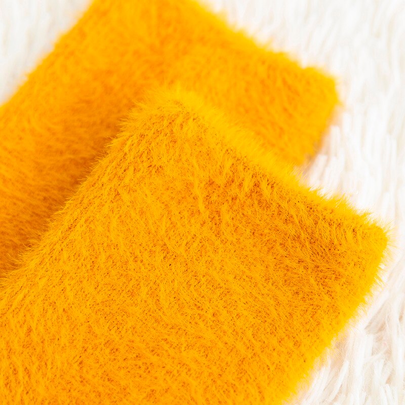 Tất cotton lông thỏ mềm dáng rộng màu kẹo trơn giữ ấm chất lượng cao cho nữ