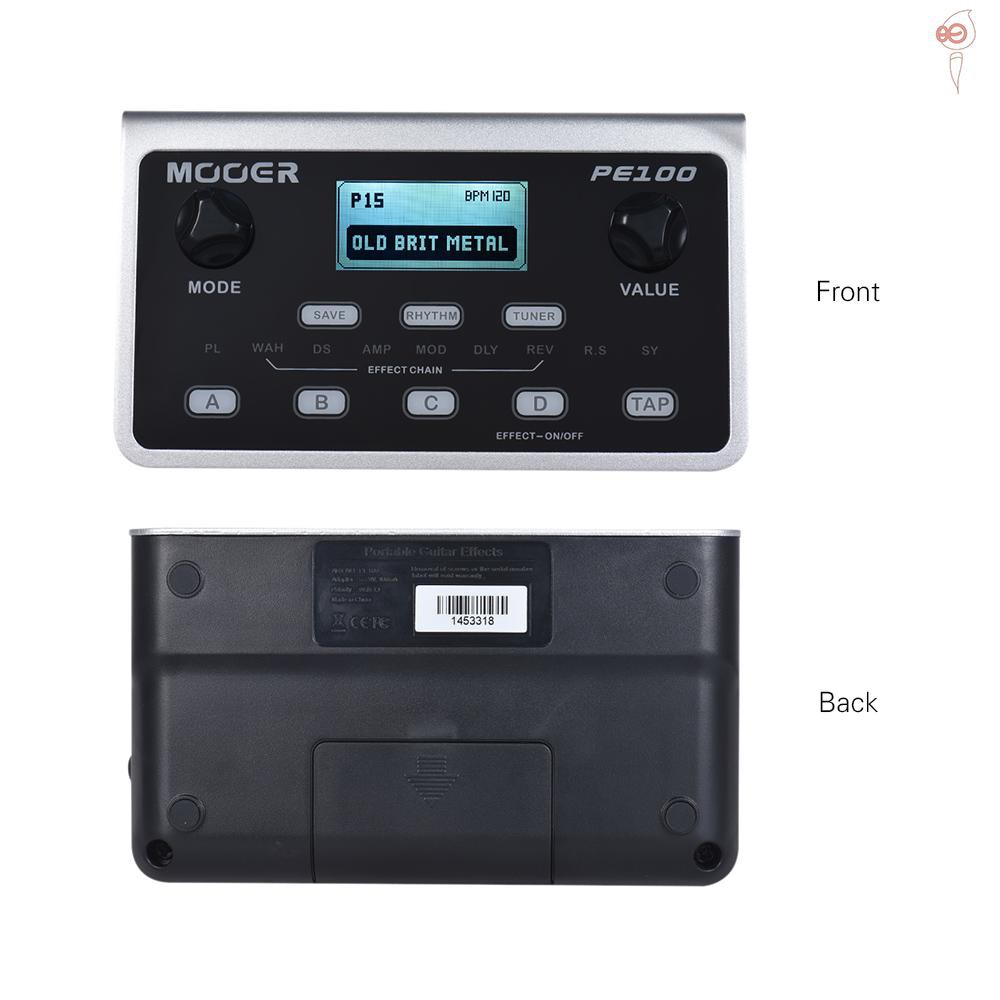 X&S MOOER PE100 Portable Multi-effects Processor Guitar Effect Pedal 39 Effects 40 Drum Patterns 10 Metronomes Tap Tempo