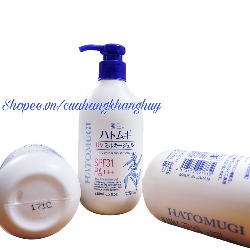 Bộ Sữa dưỡng thể trắng da HATOMUGI dành cho ngày 250 ml và đêm 250 g (Sản phẩm nội địa Nhật Bản)