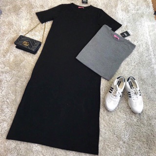 Đầm midi xẻ cạnh thun dư