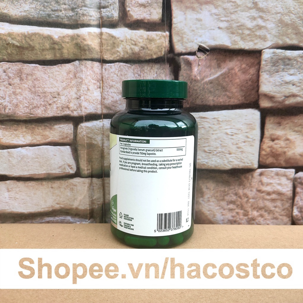 Viên uống Fenugreek 500mg 90 viên natures Aid Anh - Viên cỏ cà ri lợi sữa