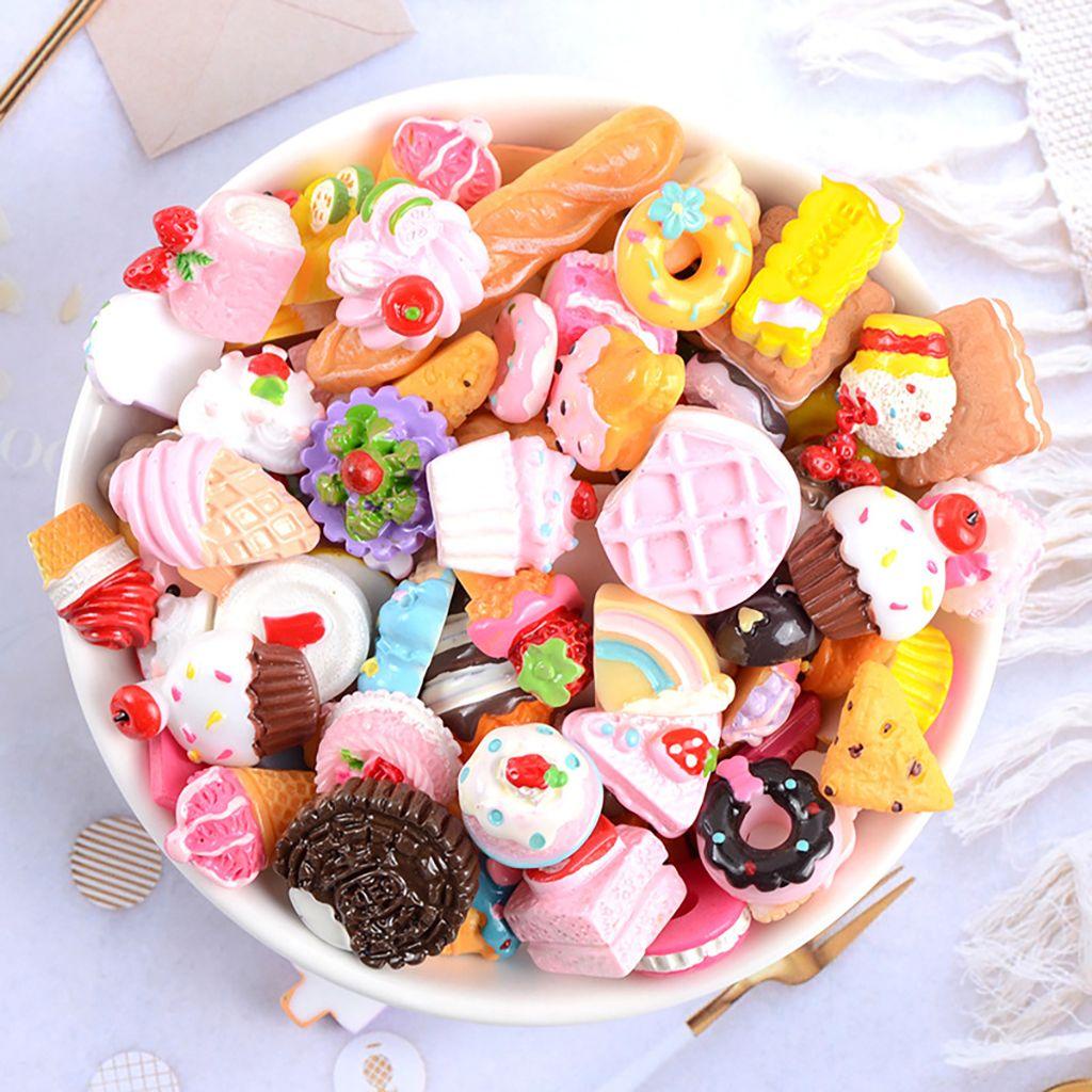Túi 10 Kẹp Tóc Hình Bánh Donut Nhiều Màu Sắc Trang Trí Điện Thoại