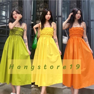 Đầm Maxi đi biển 2 dây bèo ngực cột nơ lưng mùa hè Ulzzang- Ảnh thật Video thật