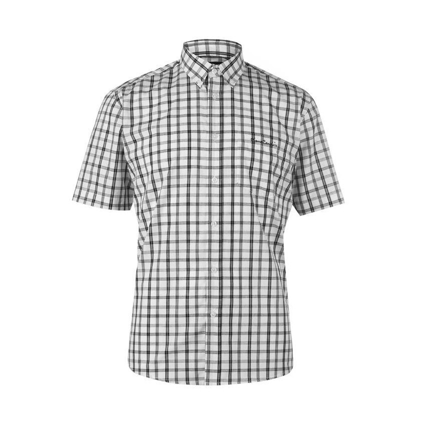 Áo Sơ Mi Nam Ngắn Tay Pierre Cardin White Blk Check - Dài tay