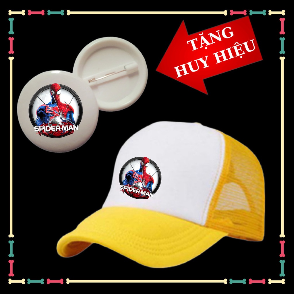 Mũ /Nón in hình Spiderman(Người Nhện) bé trai, bé gái, huy hiệu Spiderman trẻ em