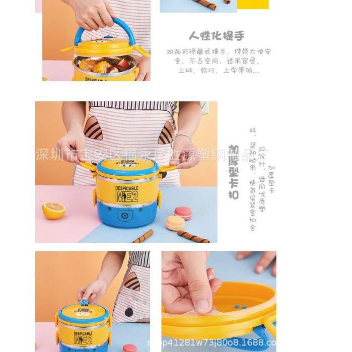 Hộp Đựng Cơm Trưa Hình Minion Màu Vàng Dễ Thương Gf6 3 4