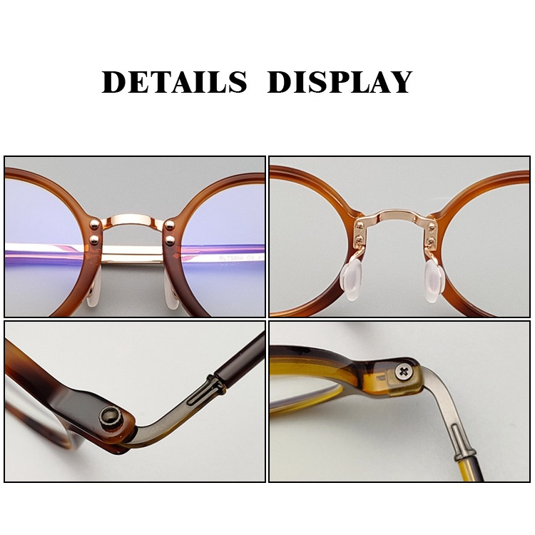 Ta.vat Mắt Kính Gọng Tròn Bằng Sợi Acetate + Sợi Titan Nguyên Chất Phong Cách Vintage Nhật Bản Thủ Công Có Thể Được Trang Bị Với