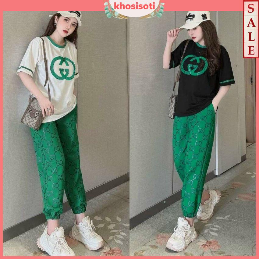 Bộ quần áo nữ S022 Set đồ nữ đi chơi bigsize mùa hè quần dài cotton đen cá tính co giãn thoải mái 4 size M L XL XXL SOTI