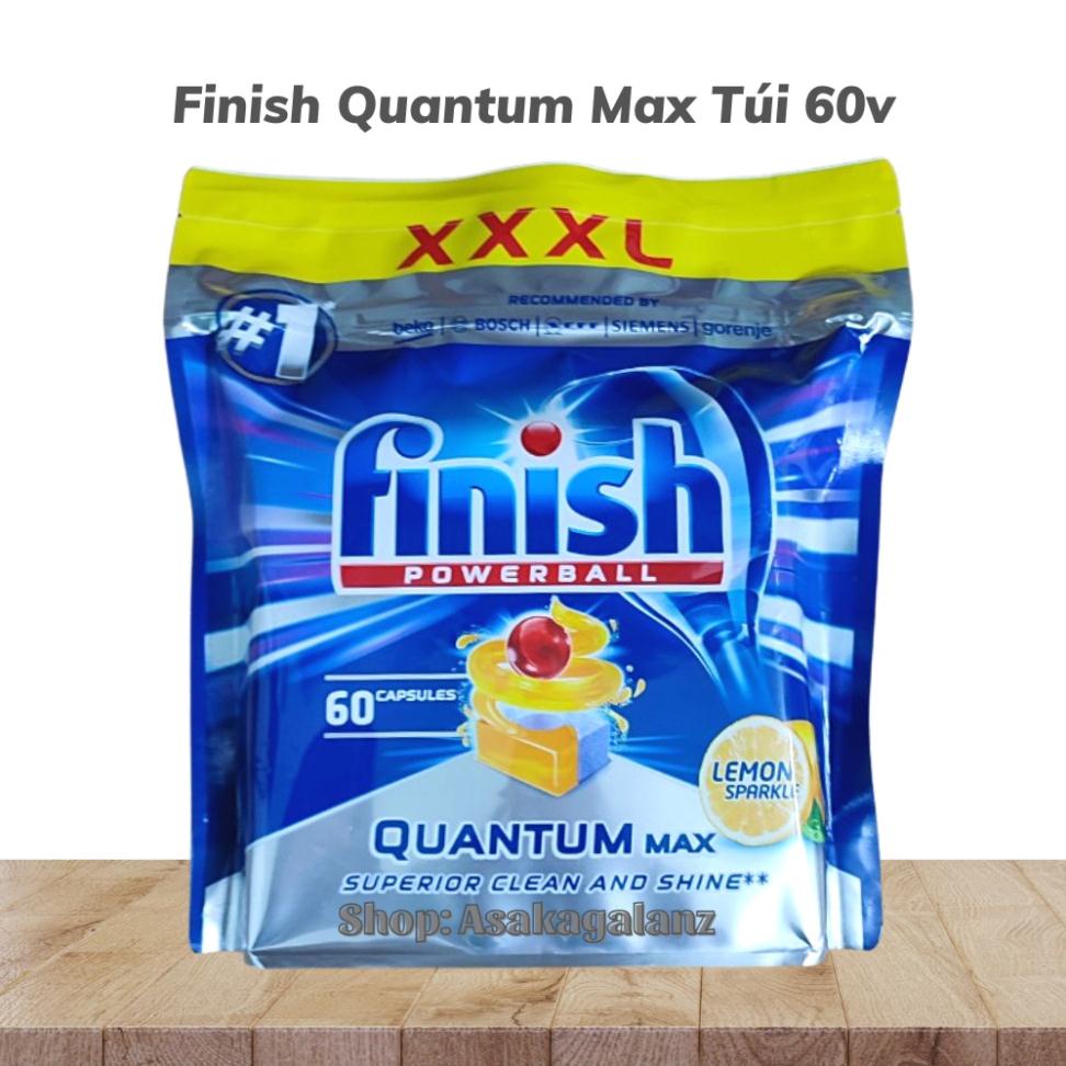 FREE SHIP - Viên rửa bát Finish Quantum Max 60 Viên/ Túi, Hương Chanh ( Mới 2021 ).