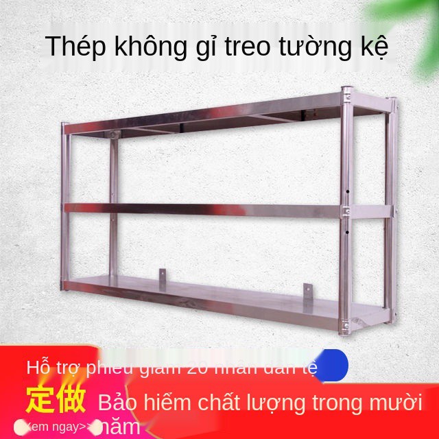 nhà bếp Kệ treo tường 3 tầng giá đỡ bằng thép không gỉ hai để đồ trên tủ lò vi sóng