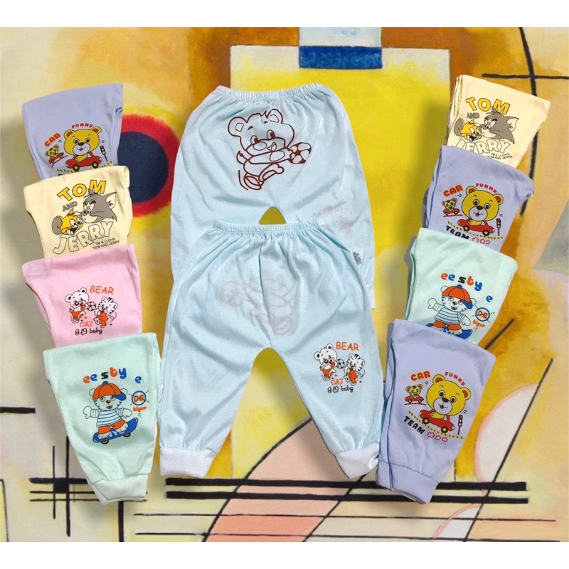 Quần chục dài cotton bo ống, in mông (1-5)