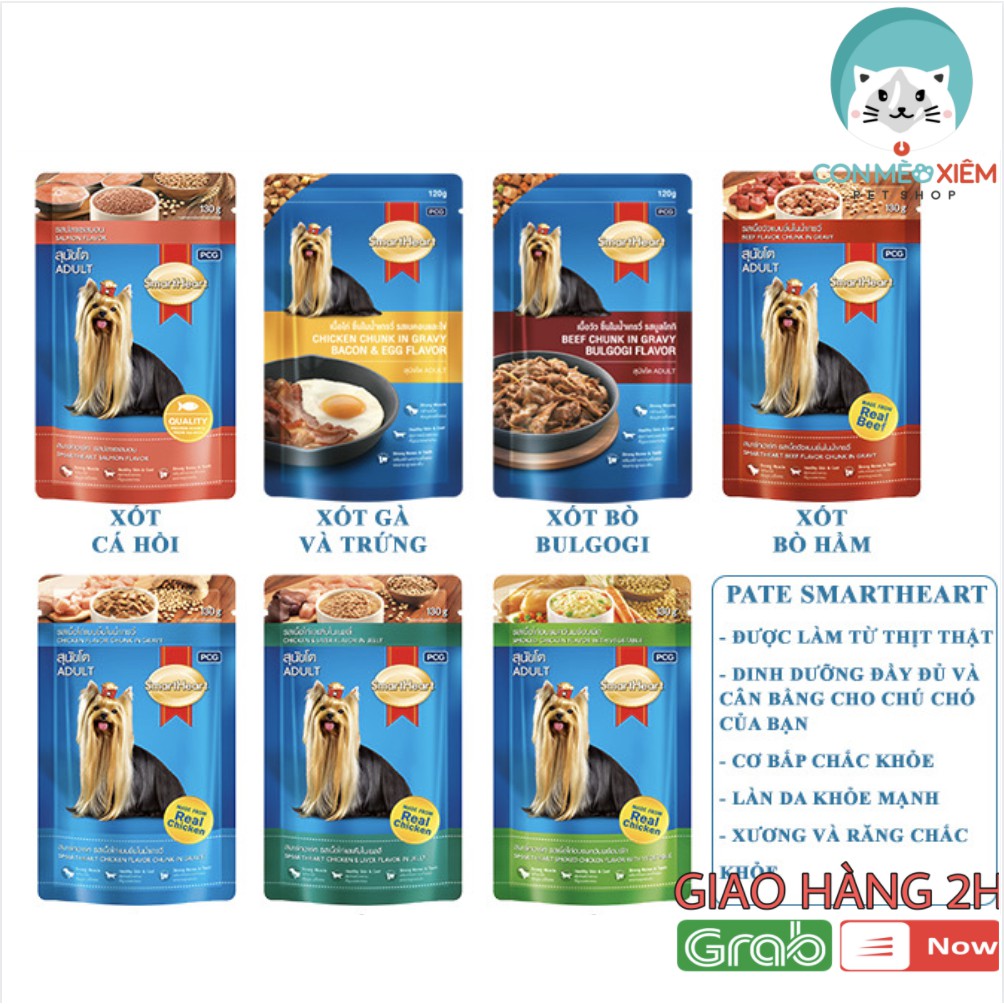  Pate cho chó Smart heart 130g vị gà bò thức ăn chó lớn nhỏ cún cưng Con Mèo Xiêm