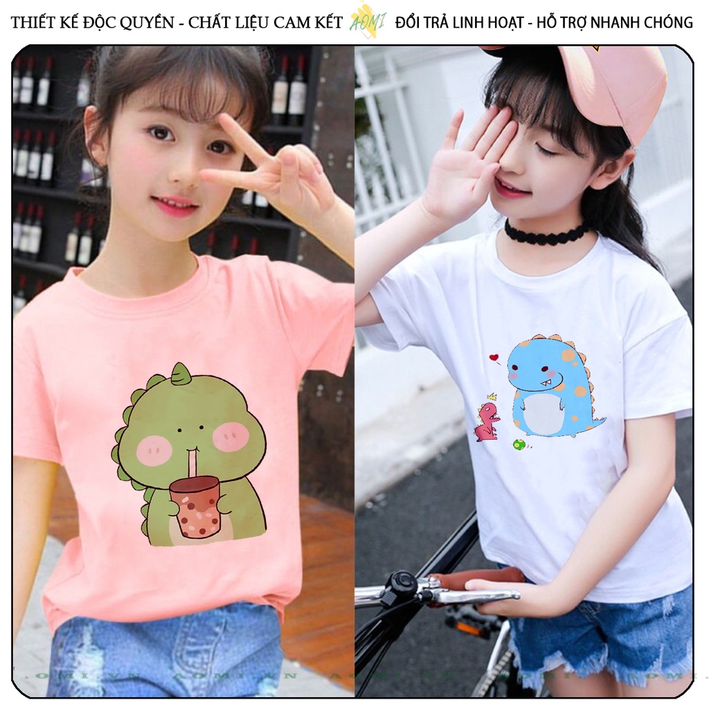 ÁO THUN khủng long thỏ phi hành gia cute UNISEX PHÔNG TRẮNG TAY NGẮN NAM NỮ GIA ĐÌNH CẶP ĐÔI TRẺ EM BÉ TRAI GÁI AOMIVN