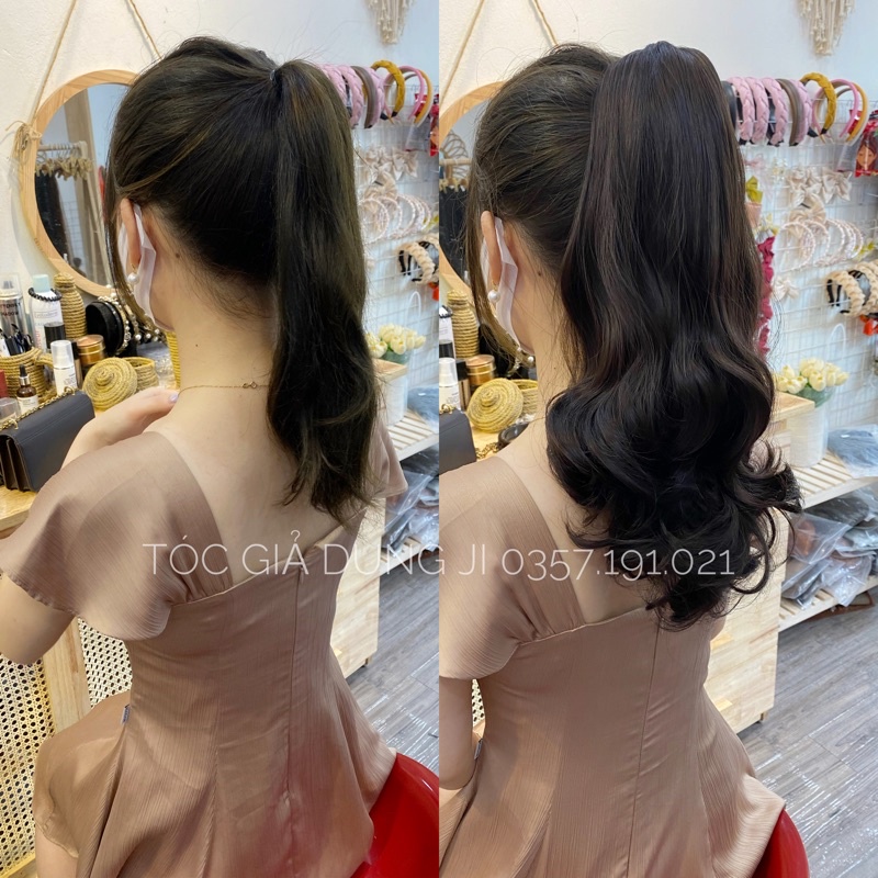 N52 Tóc giả ngoạm đuôi ngựa xoăn 35cm