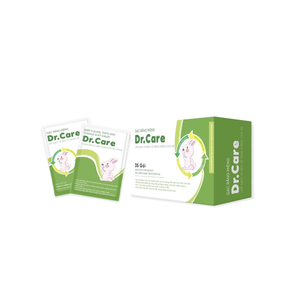 Gạc rơ lưỡi cho bé, vệ sinh răng miệng cho trẻ DR.Care, Dr Papie vệ sinh răng miệng cho bé hộp/30 miếng