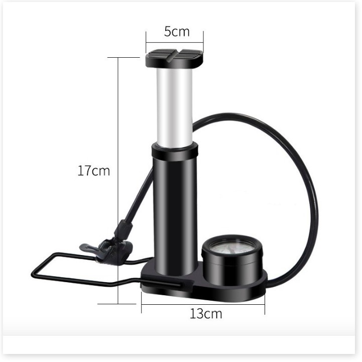 Máy Bơm lốp ô tô xe máy có đồng hồ hiển thị Mini Foot Pump Aluminum 2021    -TTHome