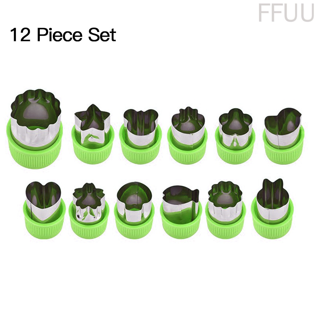 Set 12 khuôn làm bánh quy bằng thép không gỉ với vỏ nhựa có thể tháo rời