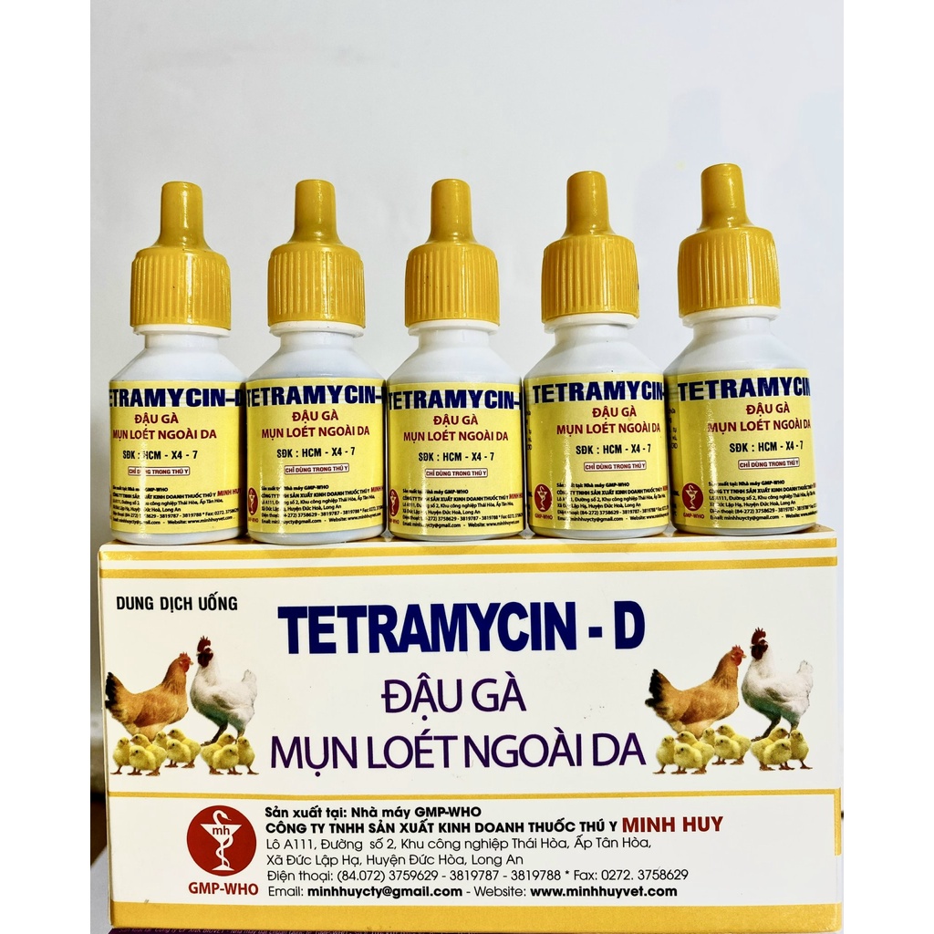 Tetramycin Đậu gà, Mụn loét ngoài da Minh Huy lọ 10ml