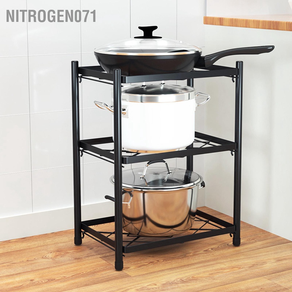 Kệ Để Đồ Đa Năng Inox Sơn đen tĩnh điện nhiều lớp an toàn, Giá để nồi nhà bếp đỡ chảo đứng miễn phí Nitrogen071