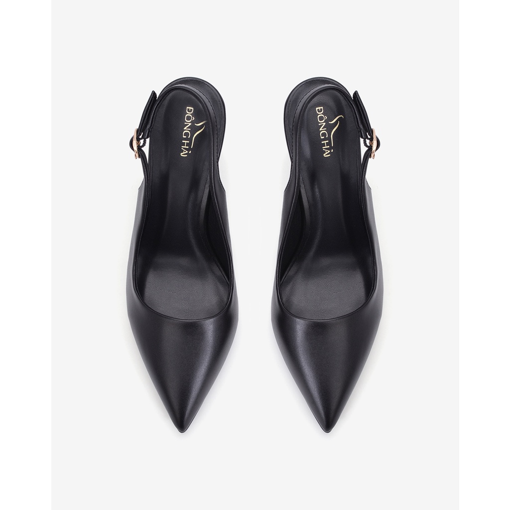 Giày cao gót nữ Đông Hải thiết kế Slingback mũi nhọn sành điệu đính gót kim cương cao 7cm - G81I8