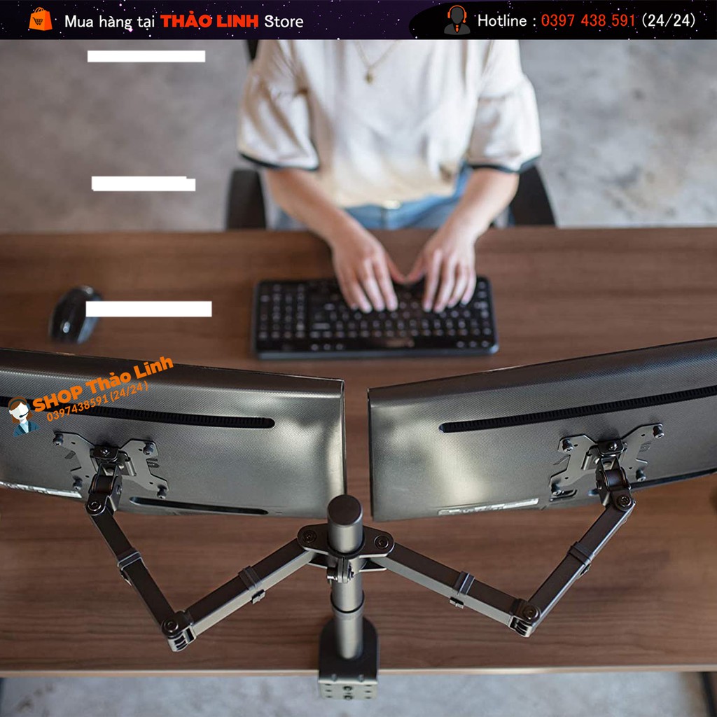 [THEO DÕI SHOP để nhận COUPON 20%] Giá treo 2 màn hình - Dual Monitor Desk Stand - Giá treo màn hình kép - Tải Trọng 9kg