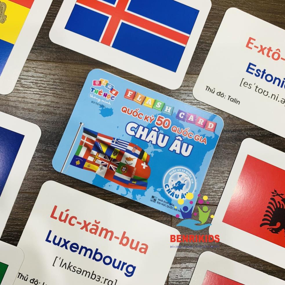 Thẻ Học Thông Minh Song Ngữ Flash Card Quốc Kỳ Các Quốc Gia 5 Châu Lục Cho Bé Khám Phá Và Tìm Hiểu Thế Giới