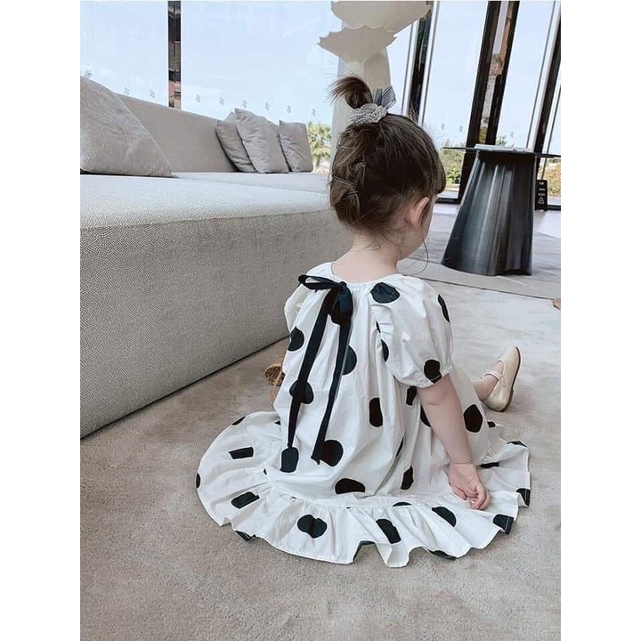 Váy bé gái chấm bi nơ lưng AM676 - đầm bé gái từ sơ sinh đến 18kg TTR282