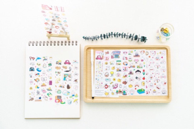 Bộ sticker 6 tấm thỏ dễ thương