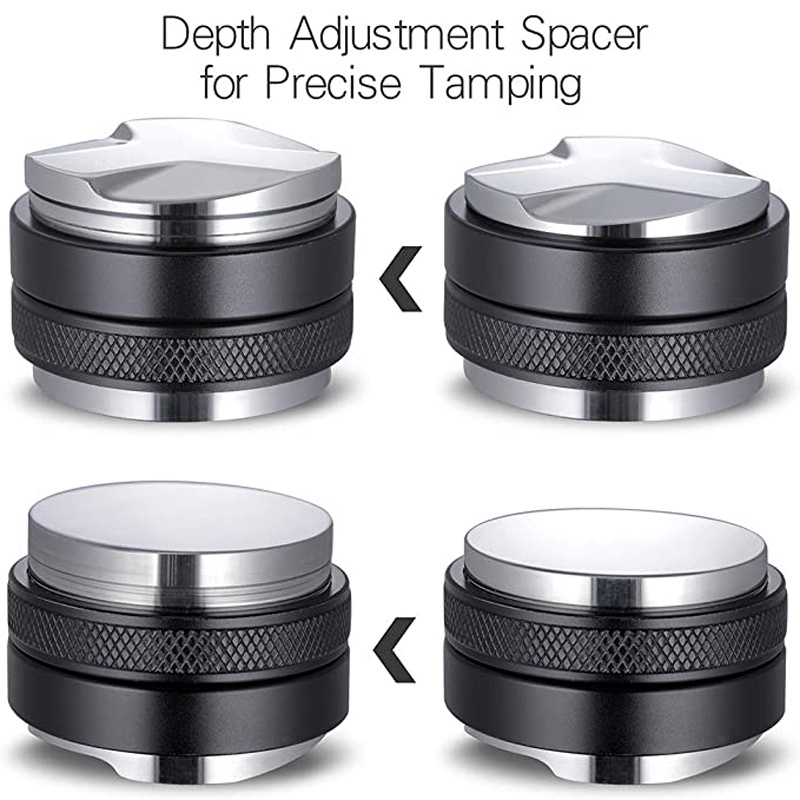 51mm / 53mm / 58mm espresso hand tamper với điều chỉnh 2 trong 1 3 nhà phân phối cà phê anlged and flat & tampers silcone mat