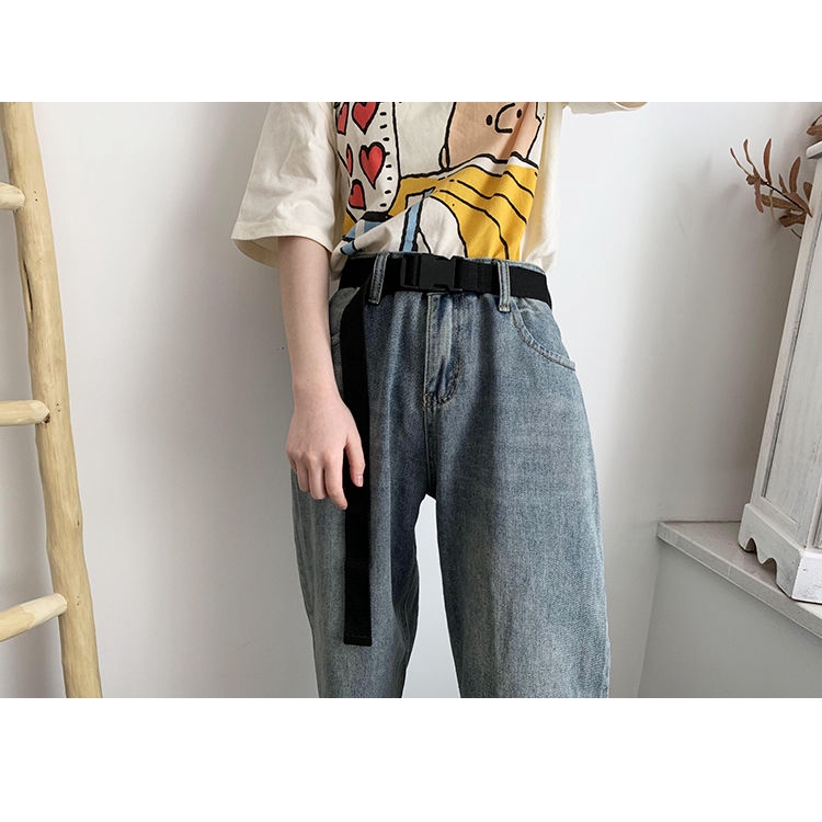 Thắt lưng vải canvas màu sắc đơn giản phong cách hip hop thời trang