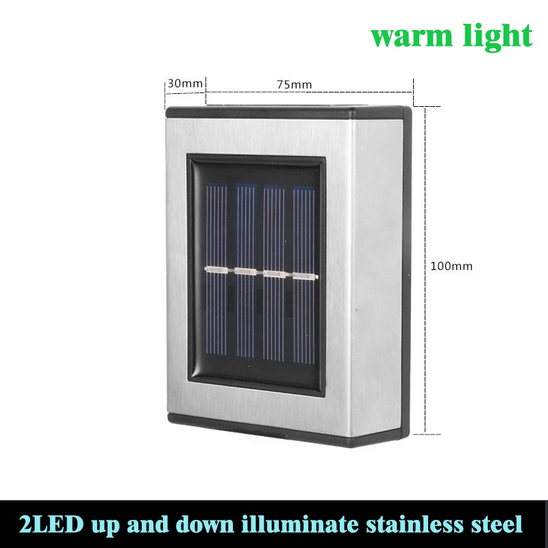 Ánh sáng ban đêm năng lượng mặt trời Đèn tường ngoài trời không thấm nước 2LED lên và xuống Đèn tường trang trí ngoài trời phát sáng ngoài trời