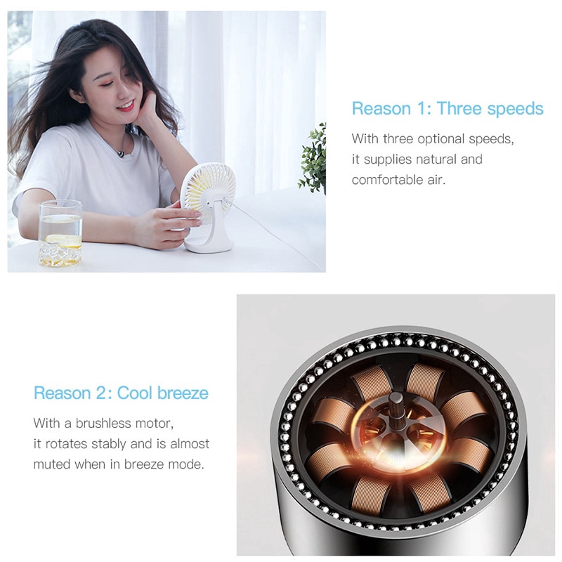 Quạt điện mini siêu êm sạc USB tiện dụng kích thước 14.4cm*12cm*7cm