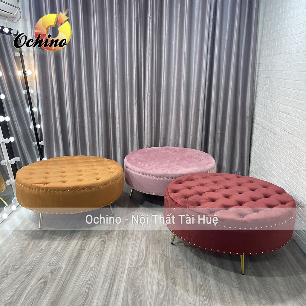 Đôn Tròn Cách Điệu Chân Vàng Cao Cấp Cao 45 Đk 80 ( Đủ Màu)