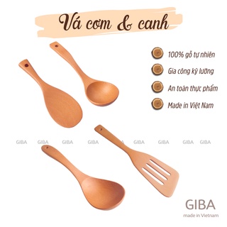 Vá cơm sạn xào bằng gỗ, muỗng gỗ ngũ cốc decor món ăn - GIBA