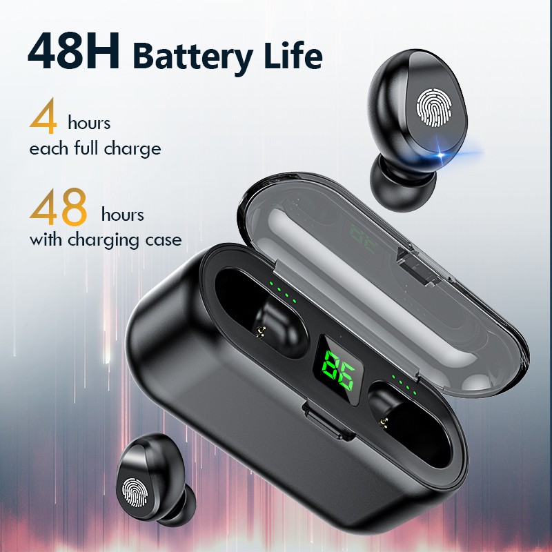 TWS 5.0 Tai nghe Bluetooth Điều khiển cảm ứng Tai nghe không dây Stereo Thể thao chống nước có Mic