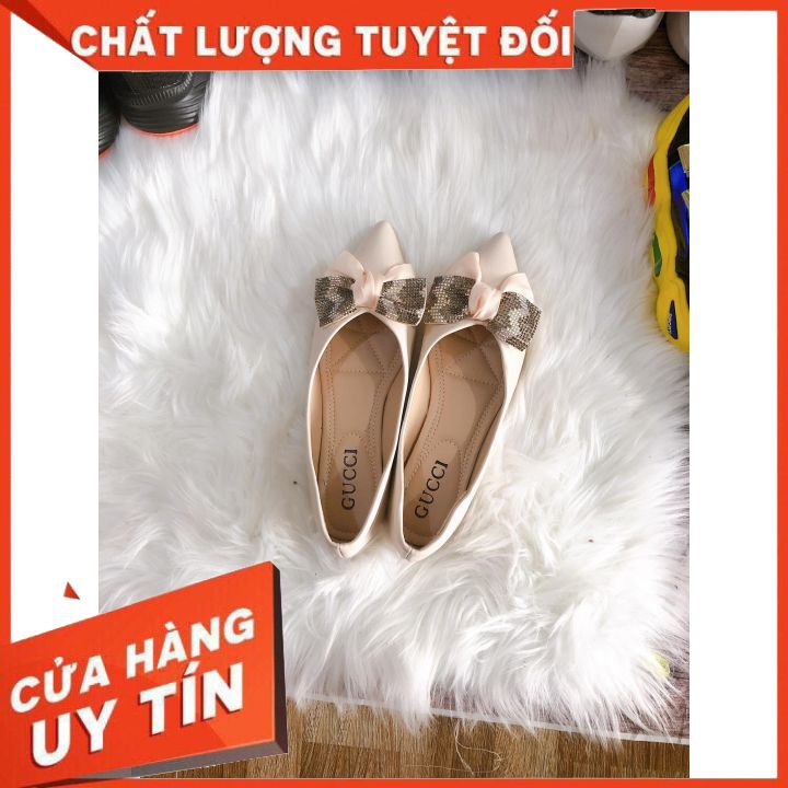 Giầy bệt [FREESHIP] [có ảnh thật] mũi nhọn đính nơ siêu xinh!