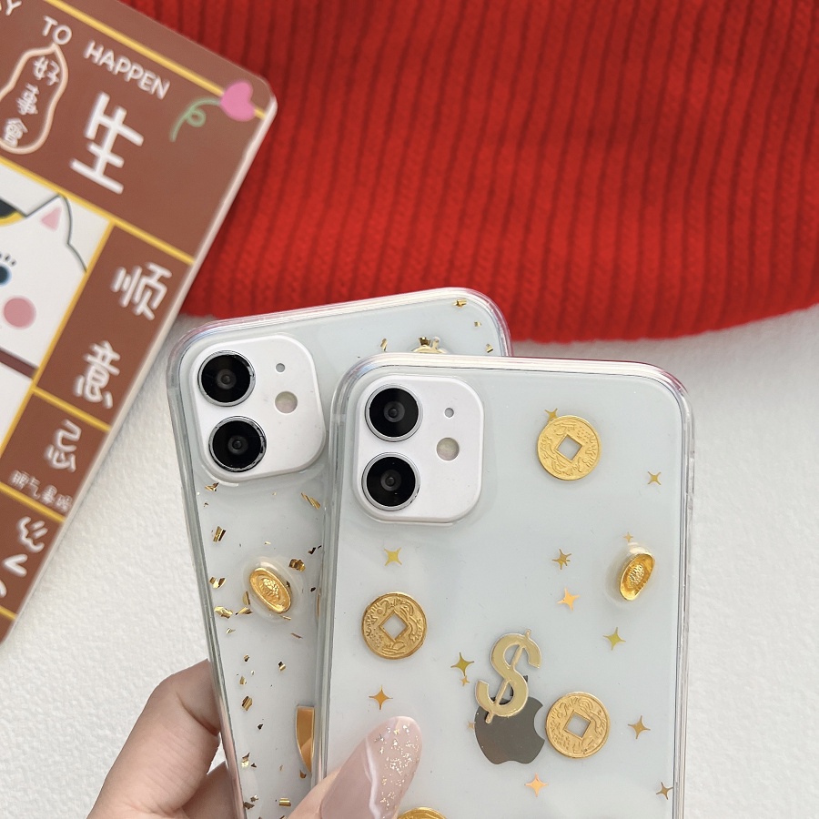 Ốp lưng Iphone trong suốt nhũ thần tài  cực đẹp iphone 6plus,7plus,8plus,x,xs,xsmax, 11, 11promax, 12promax,13promax