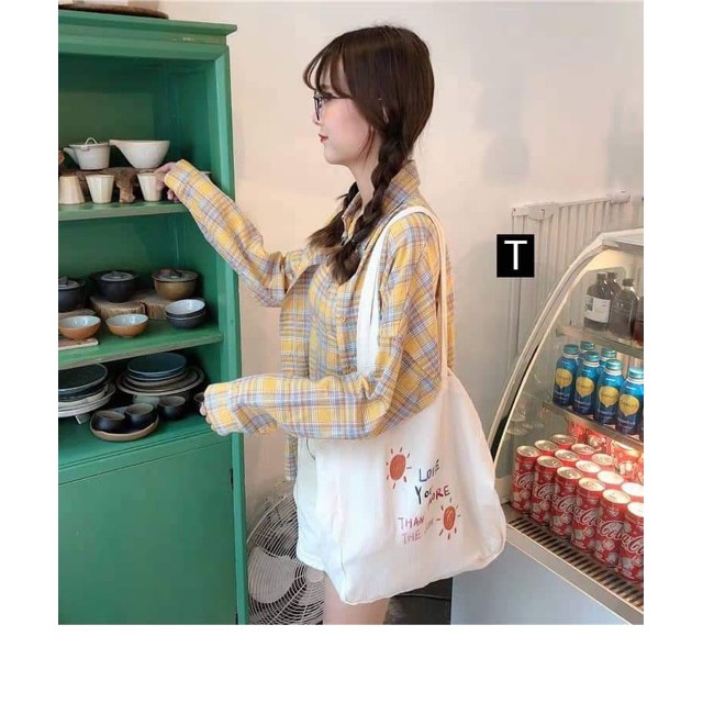 [FREESHIP ĐƠN TỪ 50K] [Túi tote] Túi vải biểu đồ hình Sin và mặt trời Love