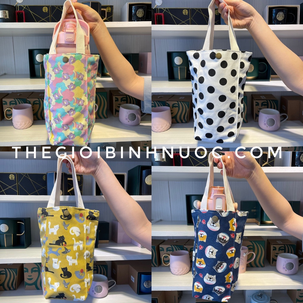 Túi vải đựng bình giữ nhiệt lớn 1L