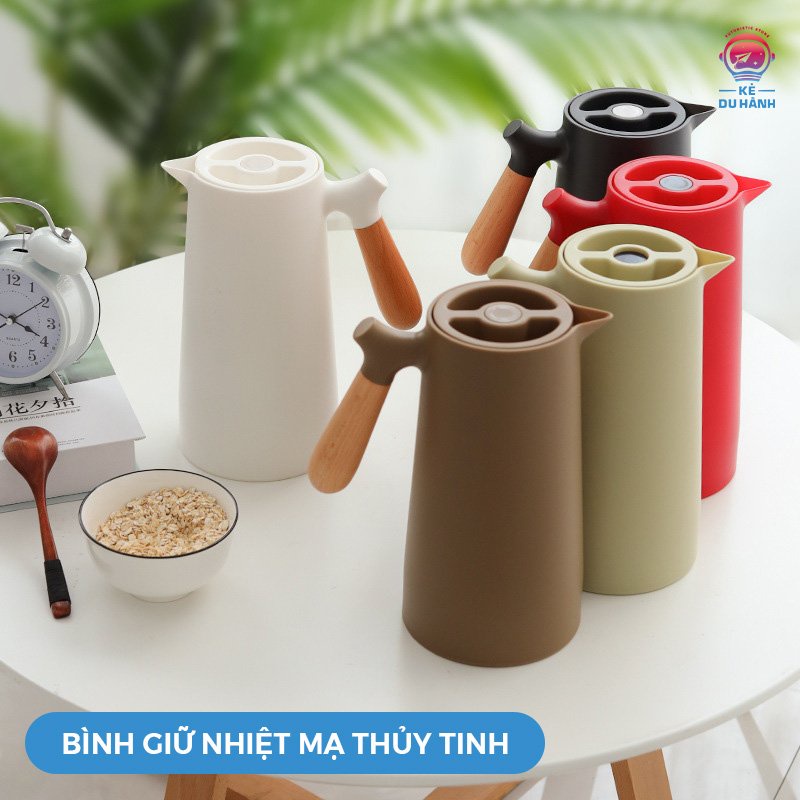 Bình giữ nhiệt Kẻ Du Hành mạ thủy tinh dung tích 1000ml màu đỏ, trắng, đen, xanh siêu đẹp, giữ ấm trên 24h ở 41°C