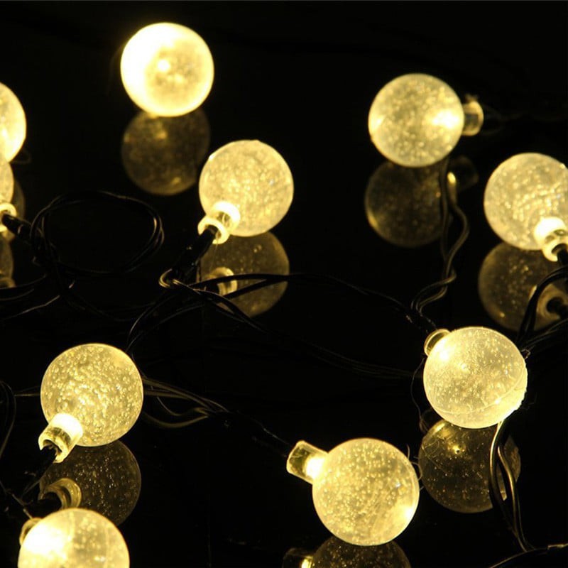 DÂY ĐÈN BI BỌT SÁNG VÀNG - GẦN 10M - 52 BÓNG - CÓ CHUÔI NỐI THÊM