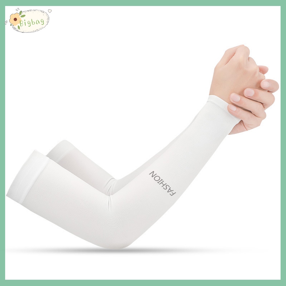 Đôi găng cánh tay lụa lạnh che nắng làm mát bảo vệ chống tia UV chạy bộ thể thao xe đạp ngoài trời thời trang unisex