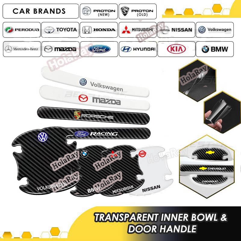 Bộ 4 Miếng Dán Tay Cầm Cửa Xe Hơi 3D Bằng Sợi Carbon Cho BMW NISSAN KIA TOYOTA HONDA BENZ