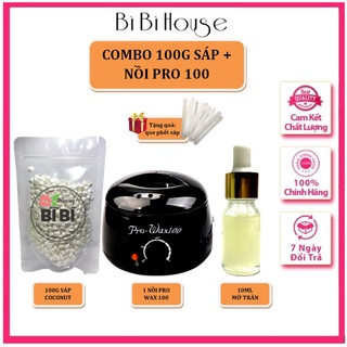 Combo100g sáp dừa premier +nồi nấu pro 100 +tặng kèm mỡ trăn nguyên chất + que gỗ bibiwaxing