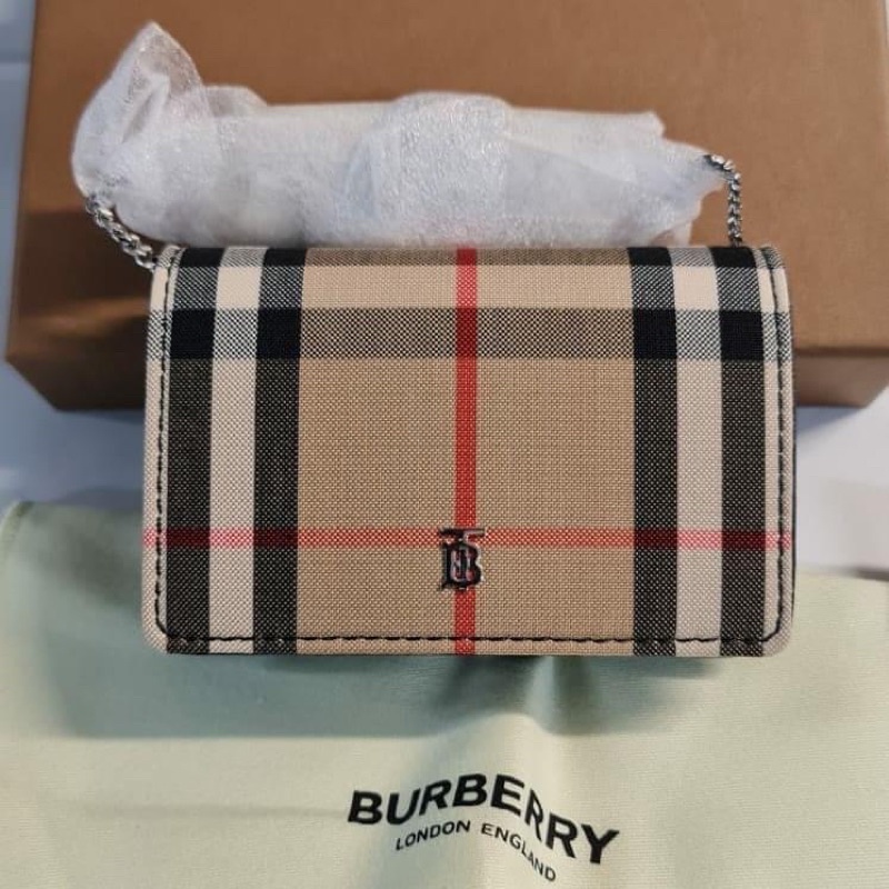 TNS-Ví card đeo chéo mini Bubery card case with chain-caro vintage