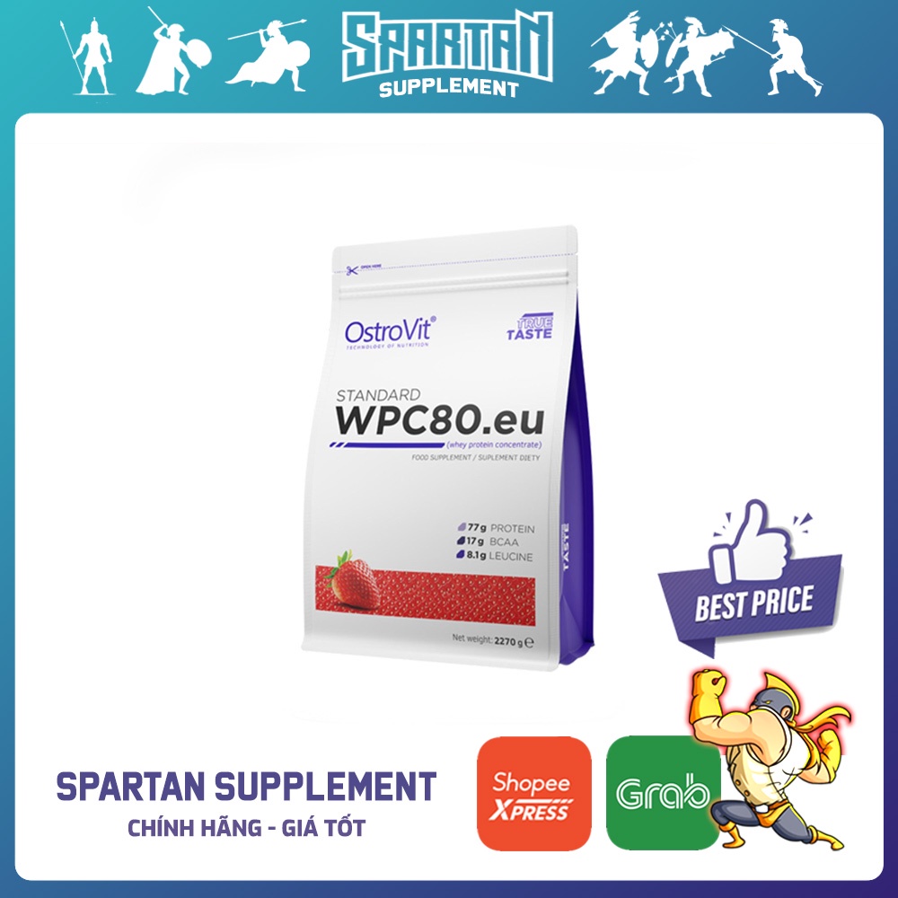 Ostrovit Whey Concentrate Standard WPC80, Sữa tăng cơ Whey Protein Chất lượng, Túi 5 lbs