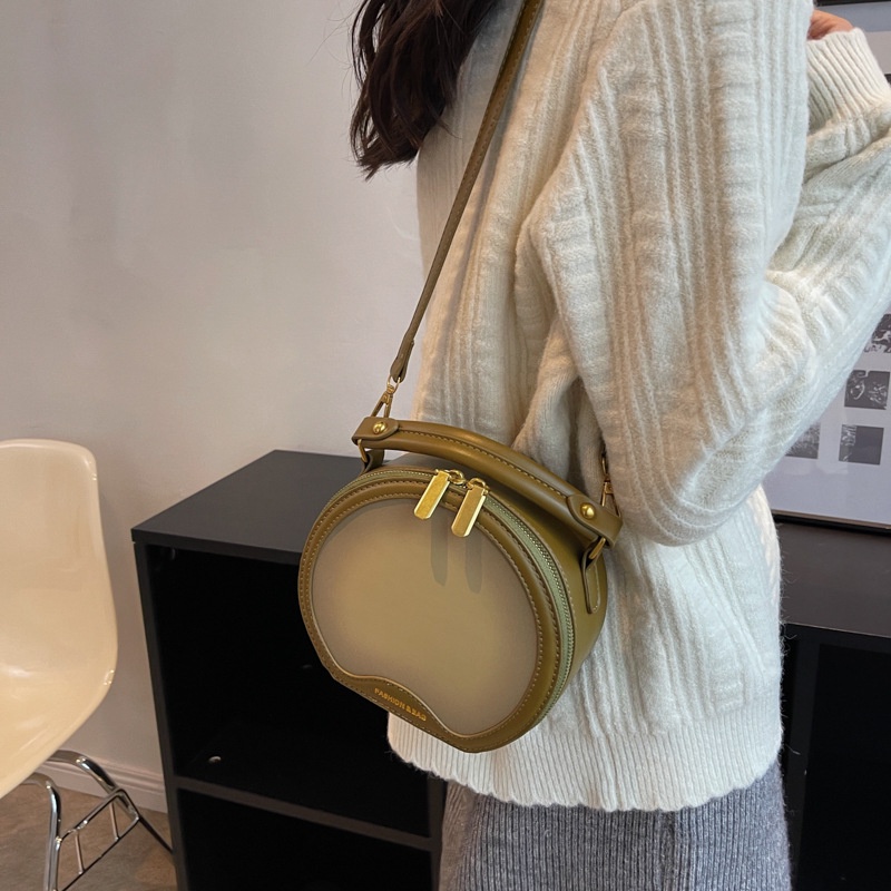 Túi Xách JASMIN NOIR Da PU Hình Tròn Đơn Giản Phong Cách Retro Cho Nữ
